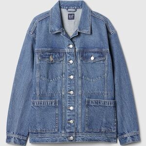 GAP Oversized Blue Jean Jacket Cinched Waist